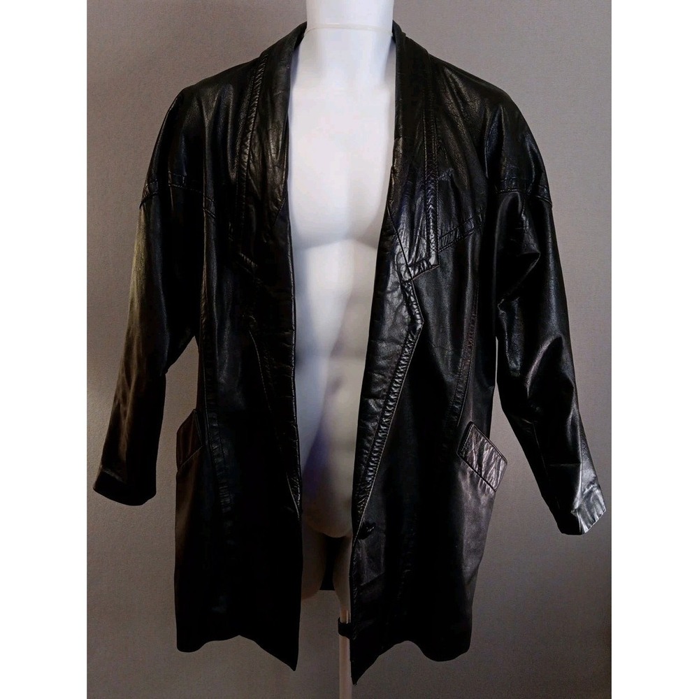 Laura Jefferies VTG Korean Black Medium leather jacket Coat Gothic Grunge Punk